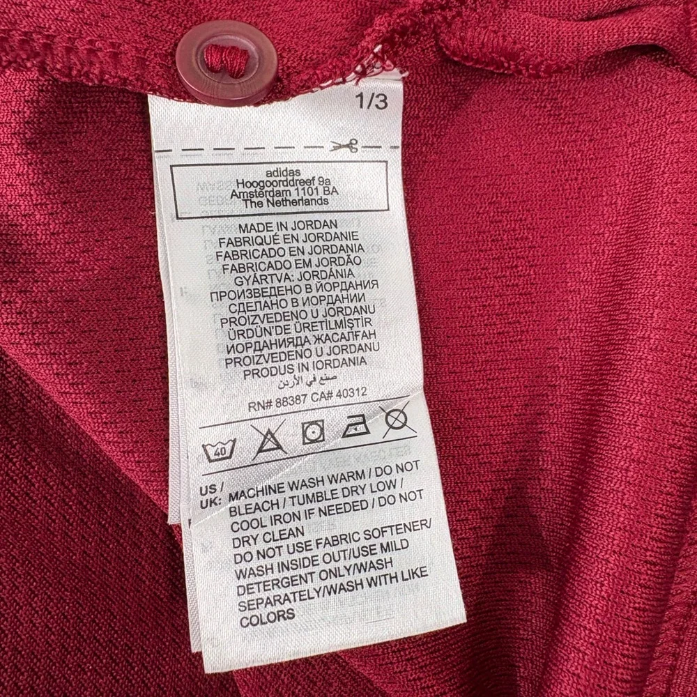 Adidas Polo Mens Size Large‎ Maroon Red Performance Polo Regular Fit Logo Golf